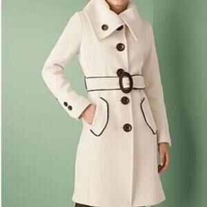 Soia & Kyo Joana Cream Textured Pea Coat Jacket without Belt Size M